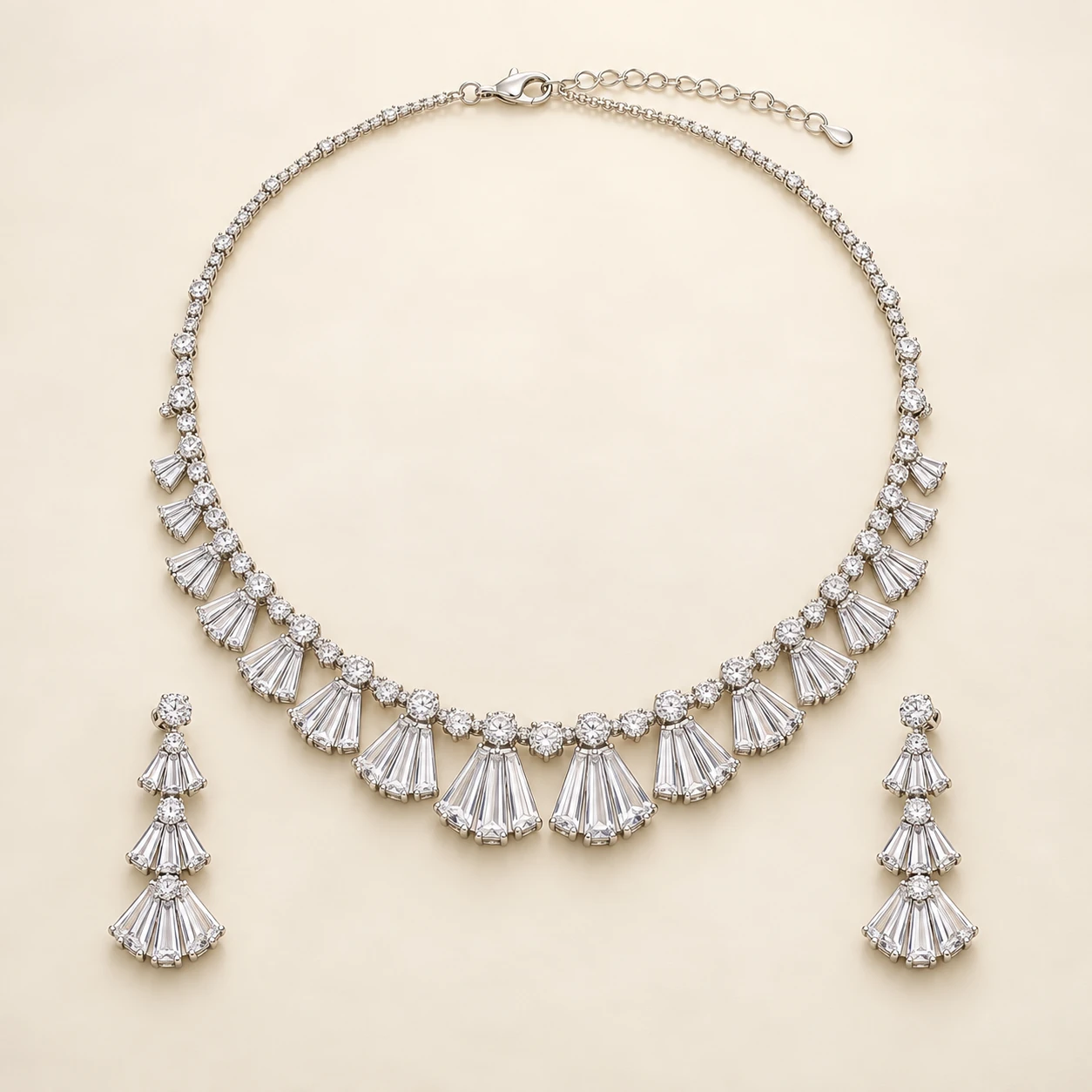 Aafreen Diamond Fan Set — one necklace and two matching earrings