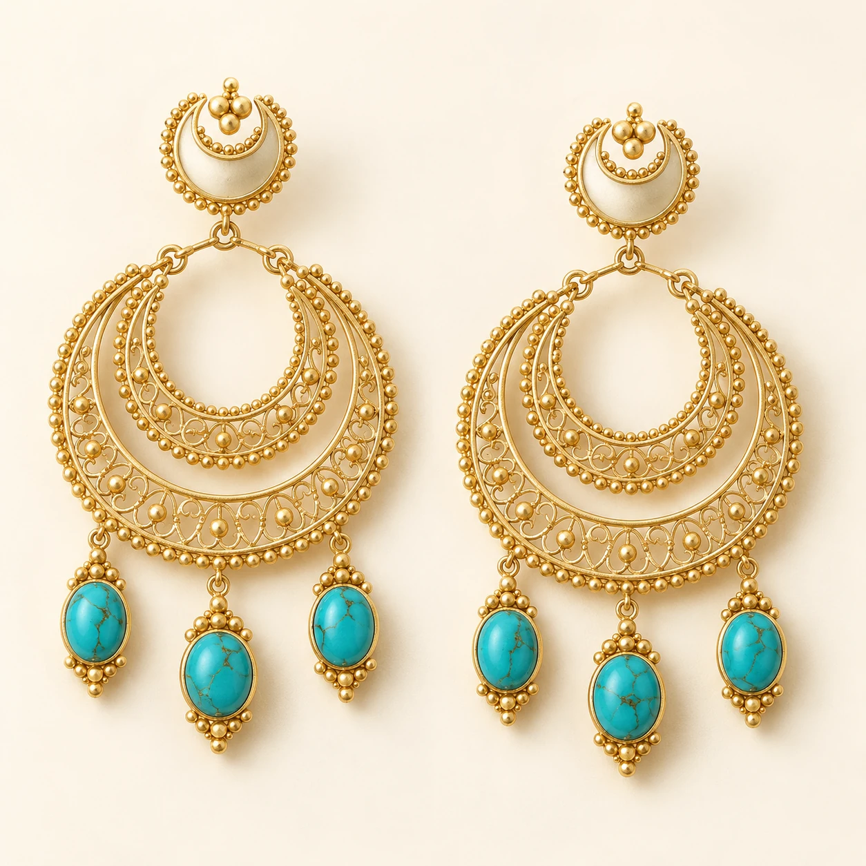 Nazo Crescent Chandbali — two matching chandbali earrings