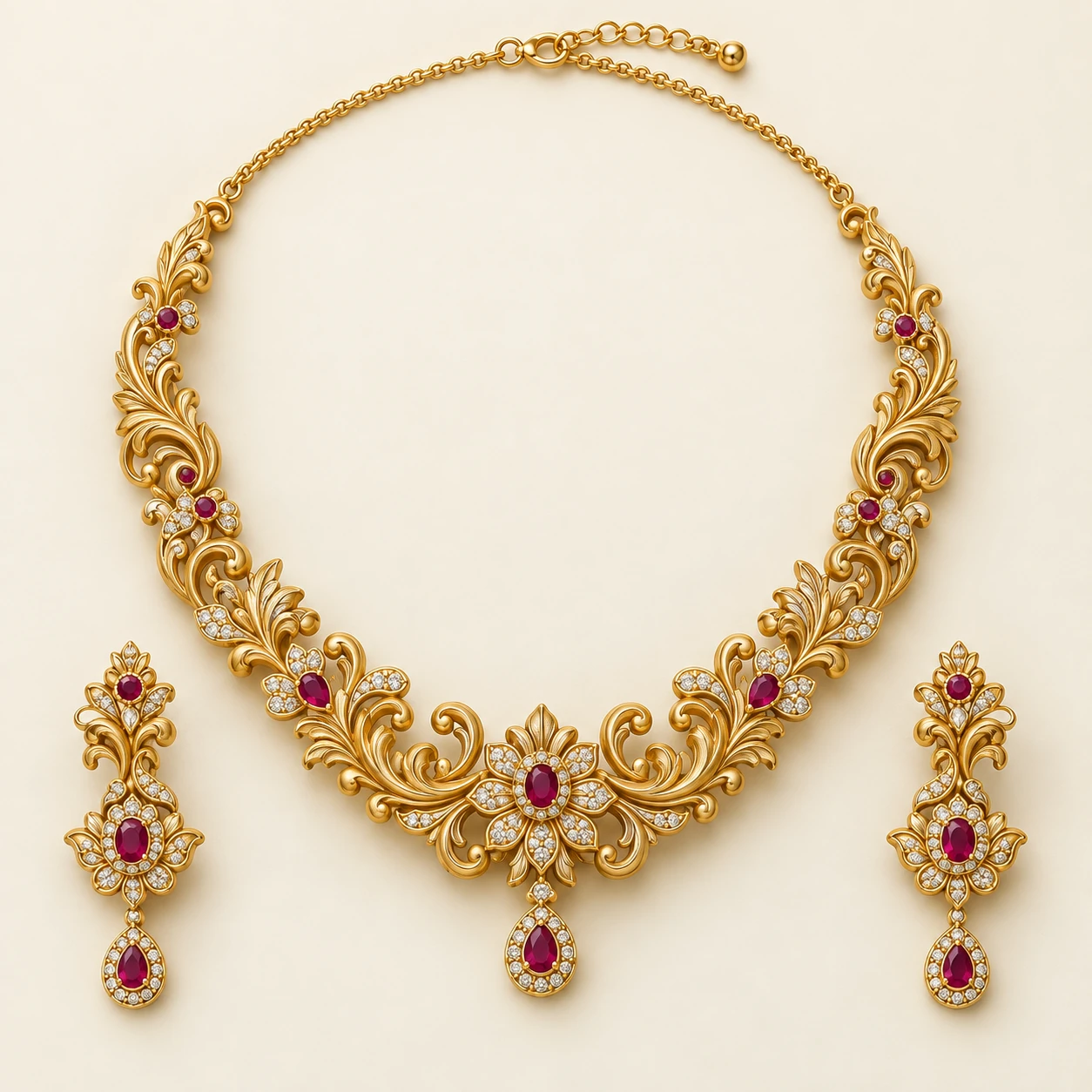 Bahar Casting Necklace Set — one casting necklace and two matching earrings