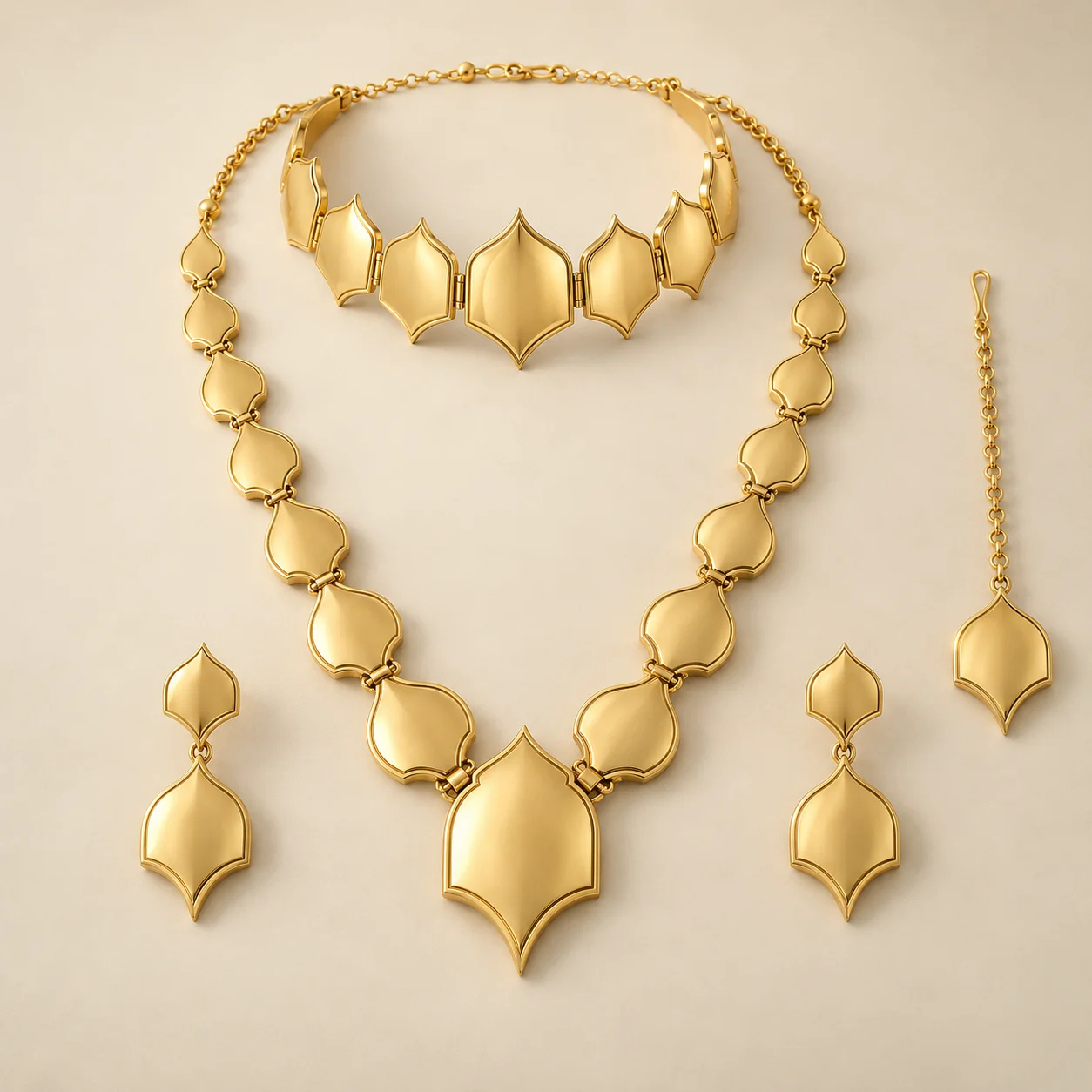 Tasavvur Custom Bridal Set - One collar, one long haar, two earrings and one tikka.