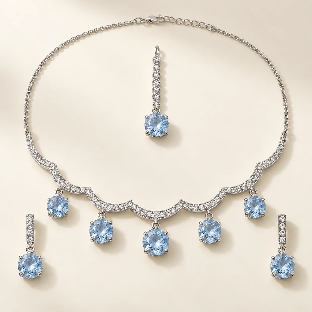 Sukoon Walima Set - One necklace, two matching earrings and one tikka.