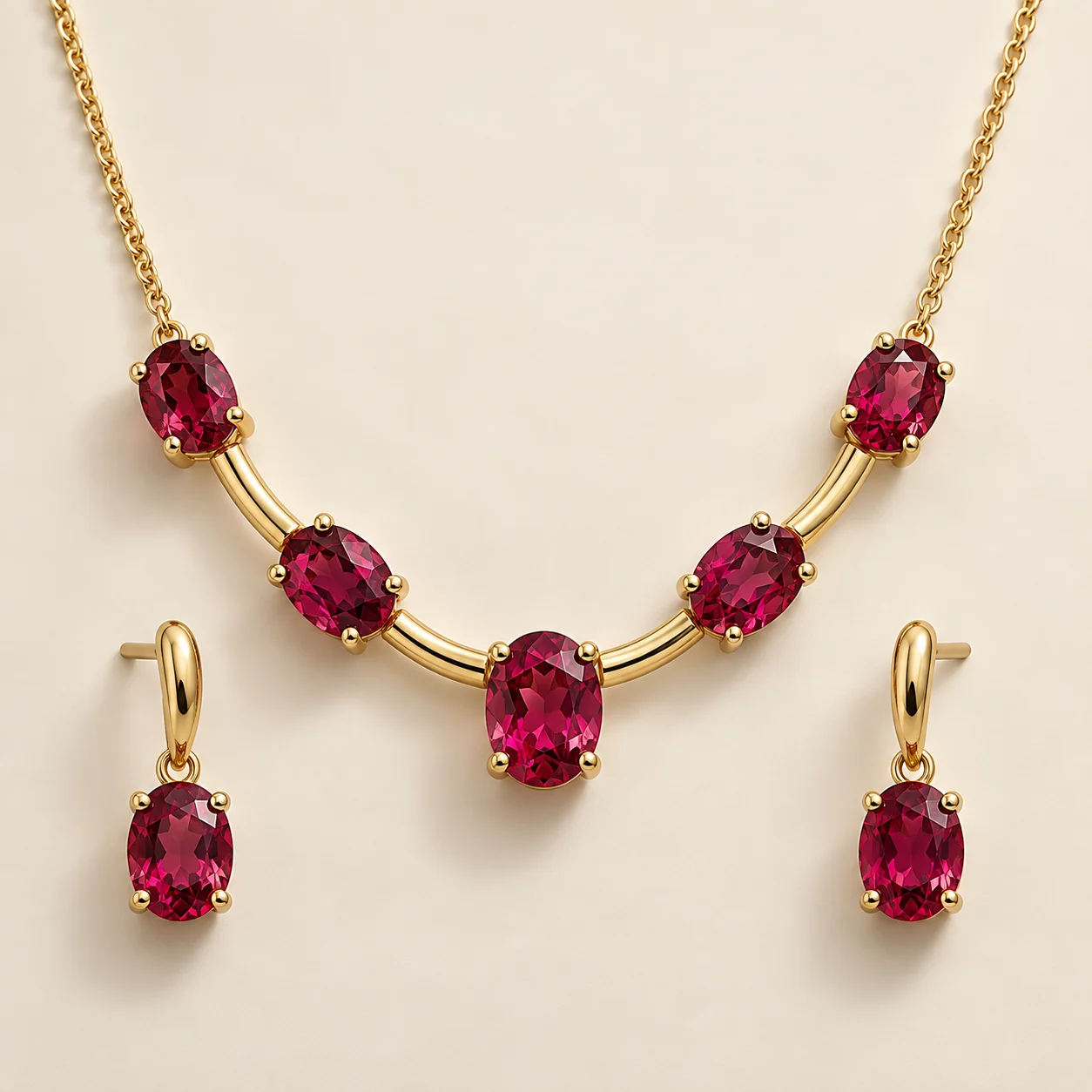 Rangrez Spinel Drop Set - One spinel necklace and two matching earrings.