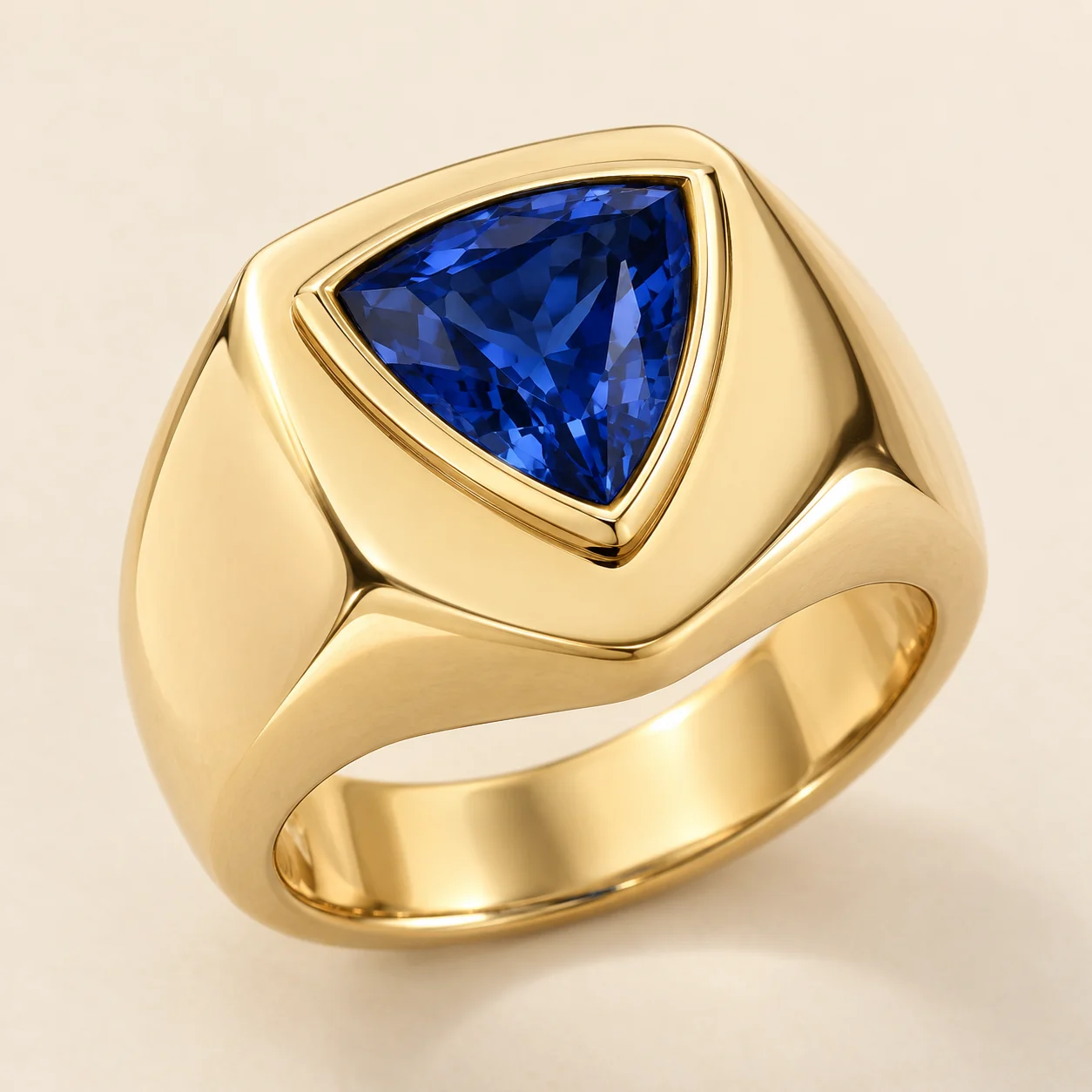 Neel Sapphire Shield Ring - One masculine sapphire shield ring.