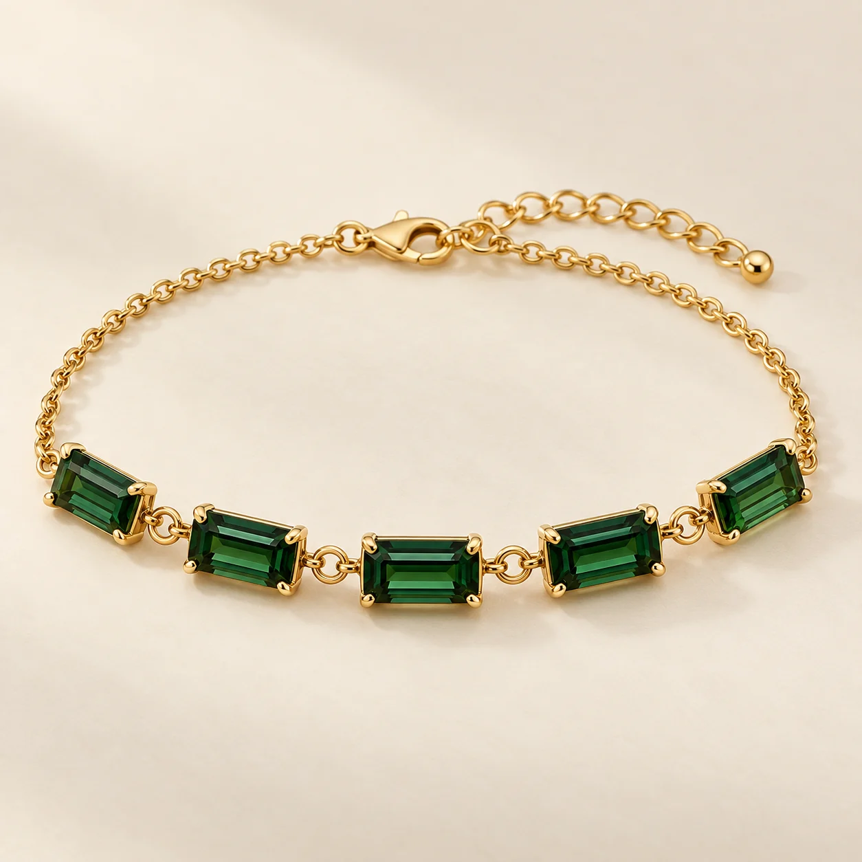 Jangal Tourmaline Bracelet - One adjustable green tourmaline bracelet.
