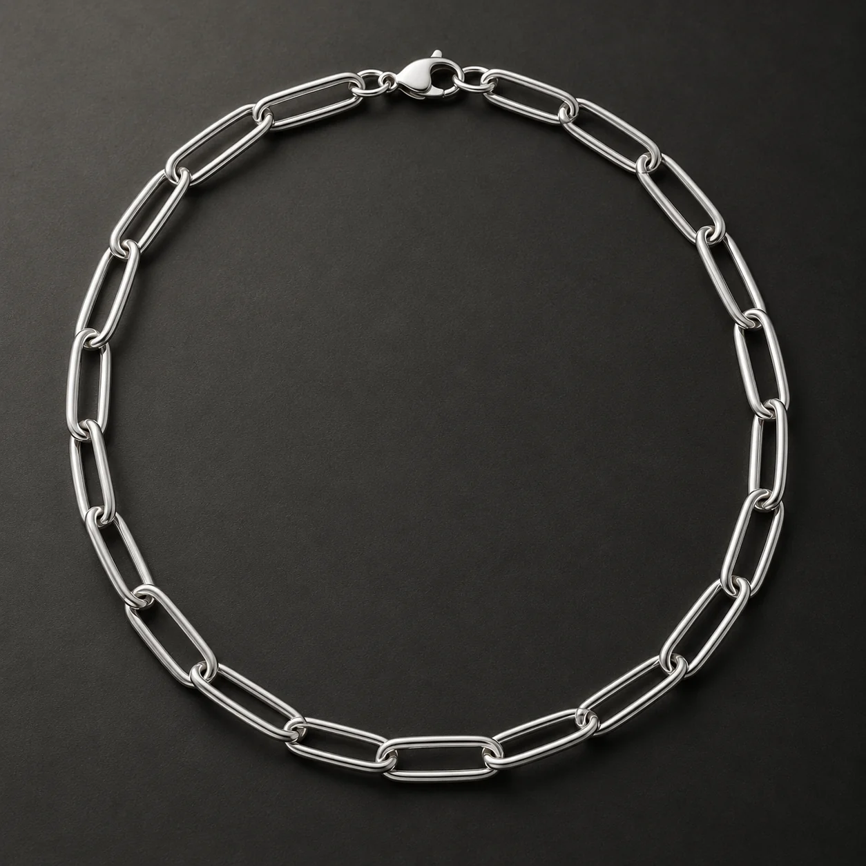 Rabt Silver Paperclip Chain - One elongated paperclip-link silver chain.